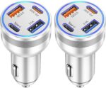 USB C Car Charger Fast Charging, 2 Pack 4-Ports 65W Fast USBC Car Phone Charger Cigarette Lighter Adapter PD&QC3.0 Type C Car Charger Adapter for iPhone 16/15/14/13/12/11/Pro Max,iPad,Samsung Galaxy - Image 2