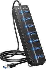 USB Hub 3.0, 7-Port USB Hub Splitter with Individual On/Off Switches and Lights, 3.2ft/1m Long Cable Compatible with MacBook, Laptop, Surface Pro, PS4, PC, Flash Drive, Mobile HDD - Image 2