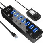 USB Hub 3.0 Powered, 7 Ports USB Data Hub Splitter with One Smart Charging Port and 5V/4A Powered Adapter and ON/Off Switches for MacBook, Mac Pro/Mini, iMac, Surface Pro Laptop/PC - Image 2