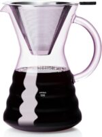 Unbreakable - Pour Over Coffee Maker with Permanent Stainless Filter 32 fl oz, Thickened Heat-Resistant Borosilicate Glass Dripper Coffee Brewer, Stovetop Safe, Pink - Image 2