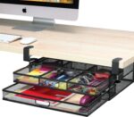 Under Desk Drawer Organizer Clamp-On, Mesh Metal Desk Drawer Attachment, 2 Drawer Slide Out, On Desk Or Under Desk Organizer For Office Supplies & Home Essentials (2 Drawers) - Image 2
