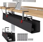 Univivi No Drill Under Desk Cable Management Tray, 36" Cord Organizer for Table, Clamp/Screw Mount Desk Cable Management, Premium Fabric Cable Management Tray for Office, Home - Image 2