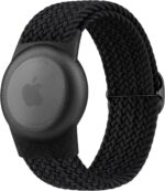 Vanjua Wristband Compatible with Apple AirTag Holder for Kids, Protective Case for Air Tag GPS Tracker Holder with Adjustable Nylon Bracelet Watch Band for Toddler Child (Black) - Image 2