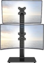 Vertical Dual Monitor Stand, Stack Two Computer Screens up to 32 inches Each, Free-Standing Monitor Desk Mount, Monitor Mount with Height Adjustment, Swivel, VESA Stand 75/100x100mm - Image 2