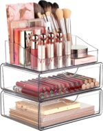 Vtopmart 3 Tier Clear Makeup Organizer with Drawer, Cosmetic Storage for Dresser Countertop and Bathroom Vanity, Beauty Holder for Lipstick Brush Skincare - Image 2