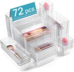 Vtopmart 72 PCS Clear Plastic Drawer Organizers Set, 4-Size Versatile Bathroom and Vanity Organizer Trays, Non-Slip Storage Containers for Makeup, Jewelries, Bedroom，Kitchen Utensils and Office - Image 2