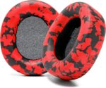 WC Upgraded Replacement Earpads for Steelseries Arctis Nova Pro Wireless Made by Wicked Cushions | Improved Durability, Thickness, Softer Leather, and Sound Isolation | Red Camo - Image 2