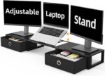 WESTREE Monitor Stand Riser with Adjustable Laptop Stand Riser, Steel Frame Dual Monitor Stand with Two Drawers for 2 Monitors, Desktop Oraganizer Stand for Computer,Laptop,Screen - Image 2