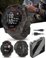Wearable4U Garmin Instinct 3 Solar 50 mm, Rugged Outdoor GPS Smartwatch, Built-in Flashlight, Up to 40 Days of Battery Life, Black with Charcoal Band Bundle - Image 2