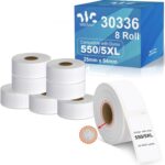 Weemay Compatible for DYMO LabelWriter 5XL 550 550 Turbo, 30336 1" x 2-1/8", for 4XL 450 Wireless 450 Duo 450 Twin Turbo, 25mm x 54mm Label with Chip for Barcodes, 8 Rolls, 4000 Labels - Image 2