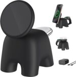 Wireless Charging Station with 15W Fast Mag-Safe Charging for iPhone 16/15/14/13/12 Series, Magnetic Charging Stand 5W for Apple Watch 10~1/Ultra/SE&Airpods, 2 in 1 Wireless Travel Charger (Black) - Image 2