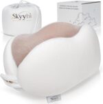 Women's Small Fitted Neck Pillow for Traveling, Memory Foam Travel Pillow, Travel Neck Pillows for Airplanes, Travel Essentials for Flying, Plane Pillow in Taupe and White - Image 2