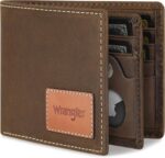 Wrangler Men's Wallet with AirTag Holder, Bifold RFID Blocking Genuine Leather Wallet - Image 2