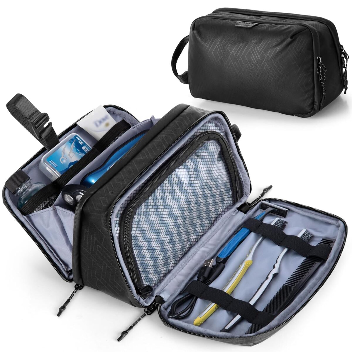YARWO Travel Toiletry Bag for Men and Women, Hanging Dopp Kit Shaving Storage Case, Water-resistant Toiletry Organizer Hygiene Bag for Toiletries, Skincare, Razor, Makeup, Cosmetics, Shower Essentials - Image 2