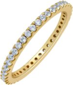 Yellow & White Gold Plated Created Ruby/Blue Sapphire/Simulated Diamond/Pink Sapphire/Emerald Stone Stackable Ring Eternity Bands For Women - Birthstone Ring Jewelry - Gift For Her - Image 2