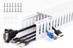 ZhiYo 66in(4X L16.5in) Professional Server Rack Cable Management Raceway, H2in x W2in Cable Raceway Kit, Electrically Safe PVC Open Slot Wire Raceway for Under Desk/Computer/Network Cords, White - Image 2