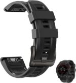 for Garmin Fenix 6x Pro Watch Band, 26mm Quickfit Silicone Sports Bands Strap for Fenix 7X 6X 5X Plus Fenix 3/3 HR Smartwatch - Image 2