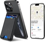 for Magsafe Wallet, Works with Apple Find My, Strongest Magnetic Wallet for iPhone 16/15/14/13/12 Series, for iPhone Walle t with Adjustable Stand, WalletTracker, 6 Cards Holder, Vegan Leather, Black - Image 2
