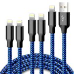 iPhone Charger, 5 Pack 3/3/6/6/10FT Apple MFi Certified USB Lightning Cable Nylon Braided Fast Charging Cord Compatible for iPhone 14/13/12/11/X/Max/8/7/6/5/SE/Plus/iPad - Black Blue - Image 2