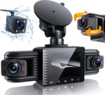iiwey T1-pro Dash Cam Front and Rear Inside 3 Channel 1080P, Adjustable Lens Dash Camera for Cars with 8 IR Lamps Night Vision, Three Ways Triple Car Camera, Loop Recording, G-sensor, Parking Monitor - Image 2