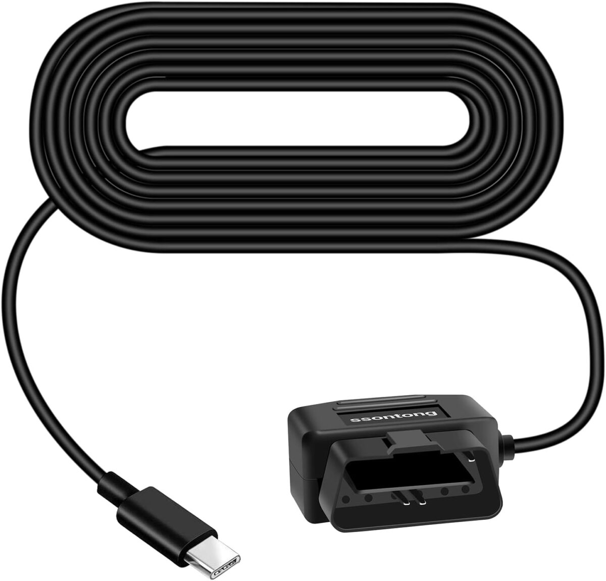 ssontong Upgraded OBD2 OBD Power Cable for Dash Camera, OBD to Type-C USB OBDII Adapter Hardwire Charger Cable 24 Hours Surveillance and Acc Two Mode with Switch Button (Type-C USB Port) - Image 2