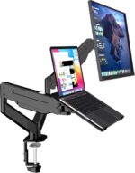 suptek Monitor Laptop Mount Stand,Adjustable Dual Monitor Arms Desk Mount for 11"-17" Notebook and 17"-32" Monitor,2 in 1 Function Monitor Mount with Laptop Tray,Holds up to 22lbs - Image 2
