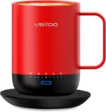 vsitoo VSITOO Temperature Control Heated Coffee Mug S3PRO 14 Oz, Smart Self Heating Travel Mug with Manual & APP Controlled Coffee Warmer, Rechargeable and Battery Powered, LED Light, Auto Off (Red) - Image 2