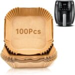 100Pcs Air Fryer Liners Compatible with Gourmia, Square Disposable Parchment Paper for Air Fryer, Non-Stick Unbleached Paper Liner for Frying, Baking, Roasting and Microwave - Image 2