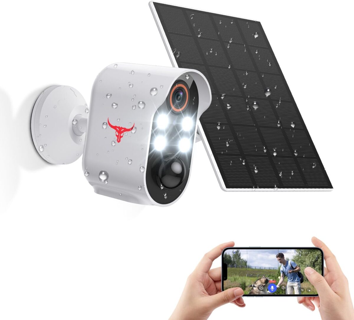 1080p Solar Security Camera Wireless, Smart AI Human Detection, 2-Way Audio, Color Night Vision, Cloud Storage, 2.4G WiFi, Indoor/Outdoor Surveillance Bullet Cam(4 Spotlights+Solar Panel) - Image 2
