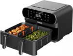 11-QT Large Air Fryer - 8 in 1 XL Airfryer with Basket Divider, For Air Fry, Roast, Broil, Bake, Reheat, Dehydrate, Keep Warm, and French Fries, Dishwasher Safe, Black - Image 2