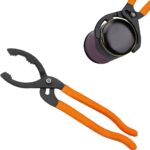 12" Adjustable Oil Filter Pliers, Automotive Oil Filter Removal Tools with Long Handle, Universal Oil Filter Wrench for Engine Filters in Cars and Trucks, Car Accessories (Orange) - Image 2