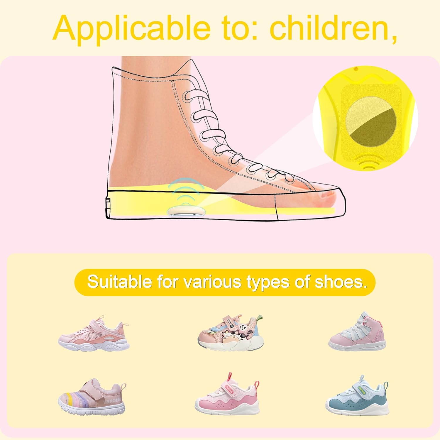 RFUNGUANGO Airtag Protective Insoles for Kids and Seniors, Airtag Insoles Help You Find Your Family Faster, Track Your Steps and Shoes, Cute Cartoon Pattern - Size - Image 4