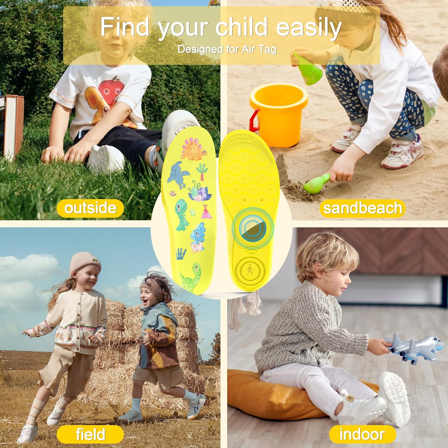 RFUNGUANGO Airtag Protective Insoles for Kids and Seniors, Airtag Insoles Help You Find Your Family Faster, Track Your Steps and Shoes, Cute Cartoon Pattern - Size - Image 5