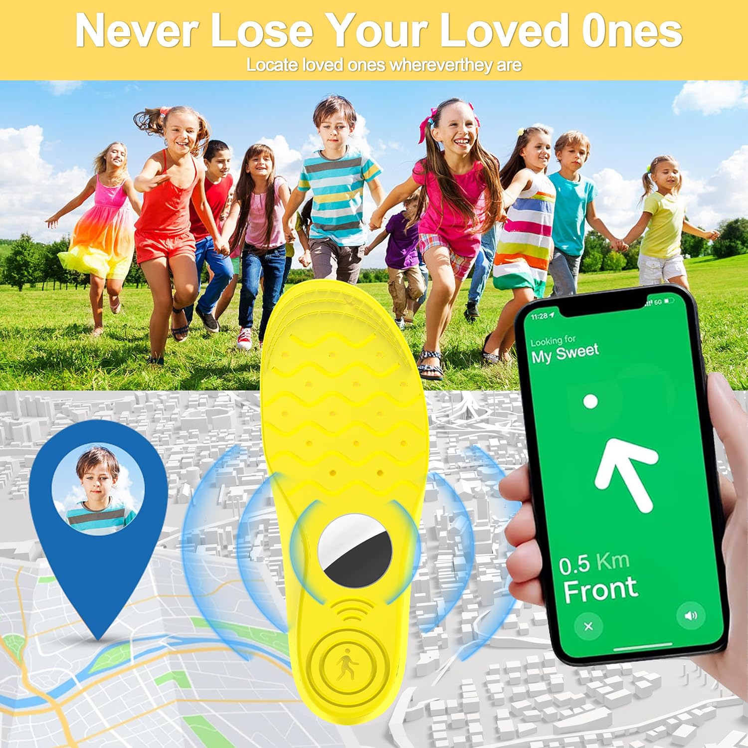 RFUNGUANGO Airtag Protective Insoles for Kids and Seniors, Airtag Insoles Help You Find Your Family Faster, Track Your Steps and Shoes, Cute Cartoon Pattern - Size - Image 6