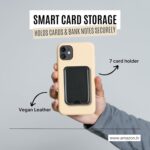 Mizi [2025 Upgraded Mag Safe Magnetic Wallet, 7-Card Holder, 23 Magnets N52, 4200g Magnetic Strength, Vegan Leather, for iPhone 16/15/14/13/12 (Not for 13/12 Mini) - Black - Image 3