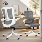 Computer Office Chair, Ergonomic Comfort Home Desk Chair, Mid Back Gaming Chair with Wheels, Adjustable Height, Lumbar Support, Flip-up Armrest with 350LBS Capacity - Image 3