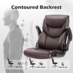 Executive Office Chair – Ergonomic Adjustable Computer Desk Chairs with High Back Flip-up Armrests, Swivel Task Chair with Lumbar Support, Bonded Leather - Image 6