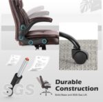 Executive Office Chair – Ergonomic Adjustable Computer Desk Chairs with High Back Flip-up Armrests, Swivel Task Chair with Lumbar Support, Bonded Leather - Image 8