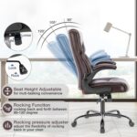 Executive Office Chair – Ergonomic Adjustable Computer Desk Chairs with High Back Flip-up Armrests, Swivel Task Chair with Lumbar Support, Bonded Leather - Image 9