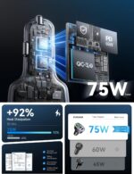 USB C Car Charger Cigarette Lighter Adapter, 75W 4-Port Fast Car Charger Fast Charging for iPhone16/15/14/13 Series, Samsung Galaxy S25/S24 Ultra, iPad Air, Google Pixel - Image 4