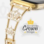 KADES Crown Bling Compatible Apple Watch Band for Women 38mm-46mm, Stainless Steel Crown Strap with Bling Case & Screen Protector, for Series 1-10, Dressy Jewelry Metal Band - Image 5