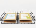JIARI 4 Pack Desk Organizer Stackable Letter Tray Paper Organizer, Metal Desk Organizer Tray for Letter/A4 Paper Storage, for Office Supplies (Black 4 Pack) - Image 7