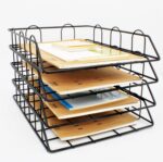 JIARI 4 Pack Desk Organizer Stackable Letter Tray Paper Organizer, Metal Desk Organizer Tray for Letter/A4 Paper Storage, for Office Supplies (Black 4 Pack) - Image 8