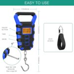 ORIA Digital Fishing Scale with Gripper, Luggage Scales with Hook, Portable Hanging Scale, 110lb/50kg Weight Max, Built-in 38" Tape Measure, Backlit LCD Display, Lb/Oz/Kg Mode, Blue - Image 6