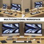 Ergonomic Acrylic Dual Monitor Stand with Adjustable Laptop Riser, Compatible with Desktop, Printer, TV and More Devices,Monitor Riser Holder Suitable for 2 Monitors (Clear) - Image 4