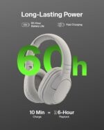 Belkin SoundForm Surround Bluetooth Over-Ear Headphones - Environmental Noise Cancelling Headphones - Wireless w/ 60H Playtime & Soft Ear Cups for iPhone, Galaxy, iPad, Travel, Home, or Office - Sand - Image 3