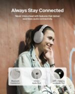 Belkin SoundForm Surround Bluetooth Over-Ear Headphones - Environmental Noise Cancelling Headphones - Wireless w/ 60H Playtime & Soft Ear Cups for iPhone, Galaxy, iPad, Travel, Home, or Office - Sand - Image 4