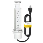 Pop Up Outlet for Countertop, Receptacle Power Strip with 3 AC Outlet 2 USB Ports, Pull Pop Up Power Socket Outlet, Recessed Outlet for Kitchen Counter Conference Desk Office, White - Image 5