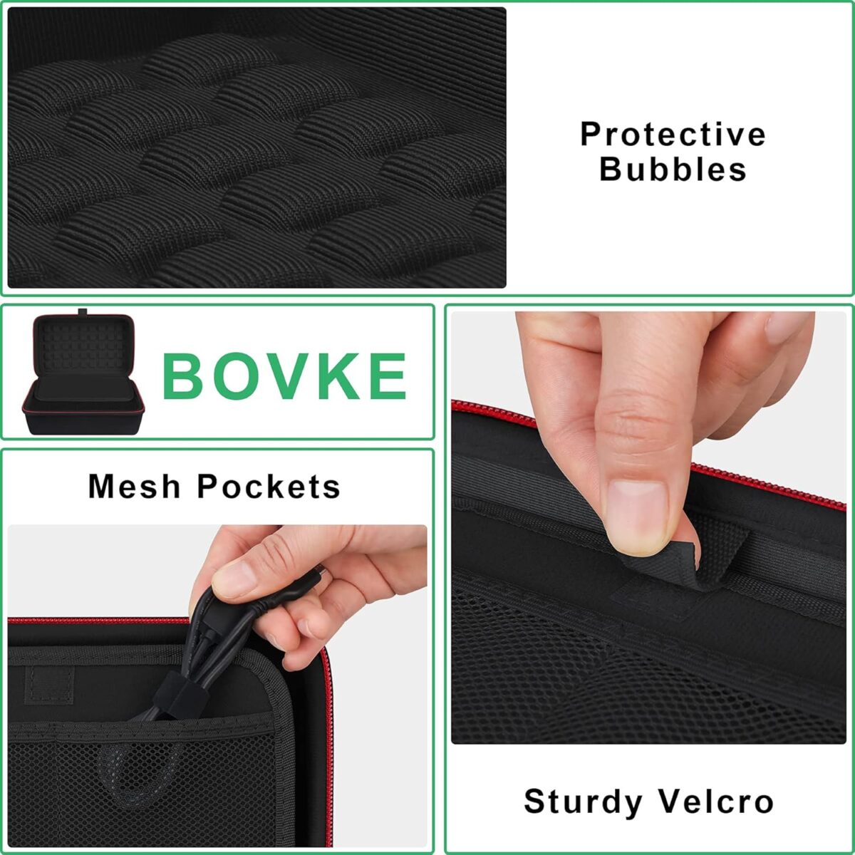 BOVKE Hard GPS Case for 6-7 Inch Garmin DriveSmart 76/65/61, RV 780/dezl OTR700/OTR610 Garmin Catalyst, GPS Navigator System, Extra Space fit Car Charger, Friction Mount, USB Cable, Black+Black - Image 5