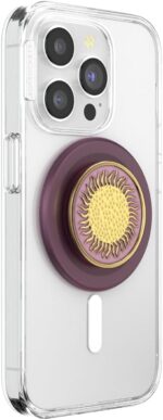 PopSockets Round Phone Grip Compatible with MagSafe, Adapter Ring Included, Phone Holder, Wireless Charging Compatible - Enamel Sun Fire - Image 3